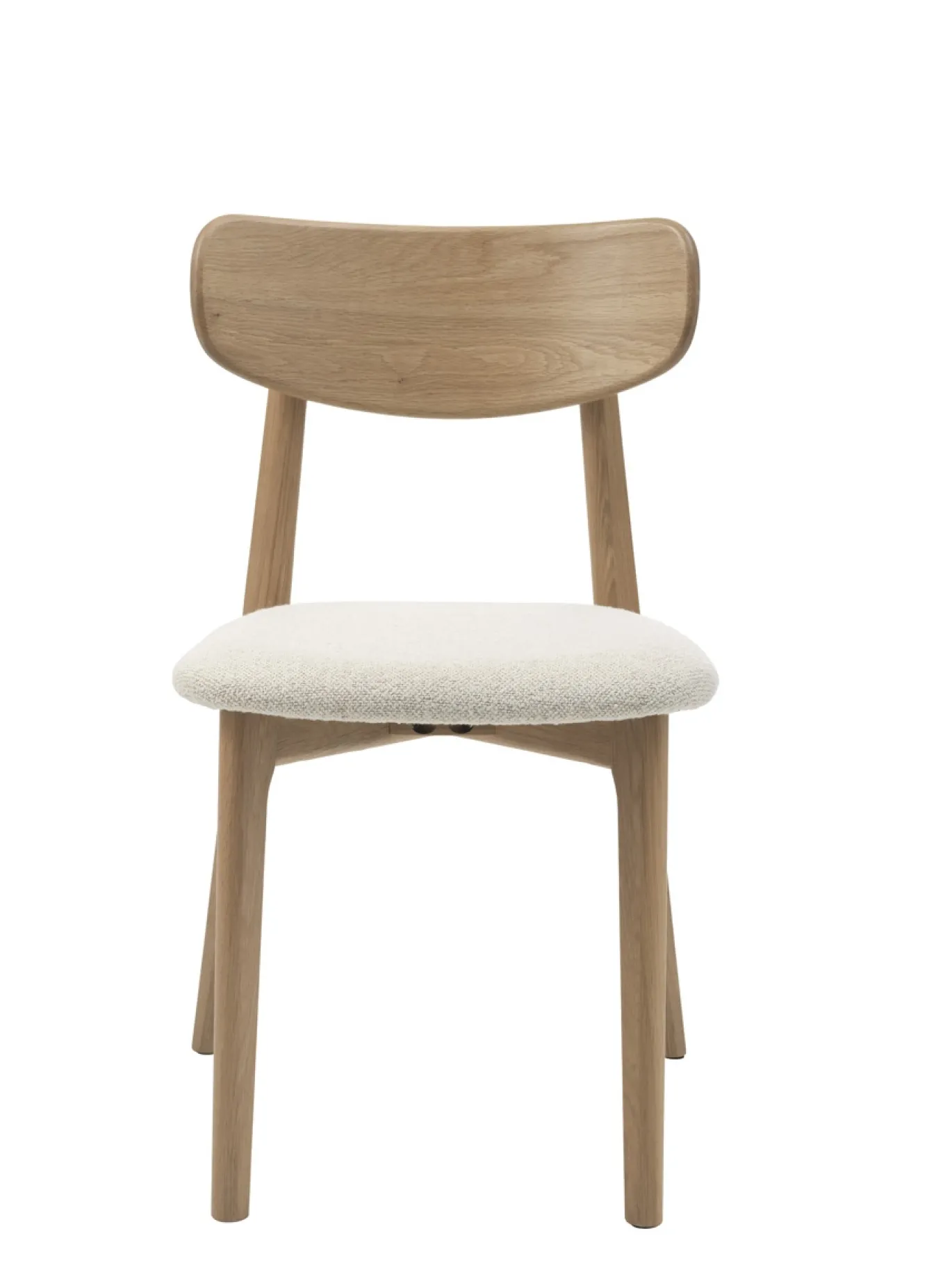 Eetkamerstoel Elim Off White Bouclé Naturel Eiken - Giga Living