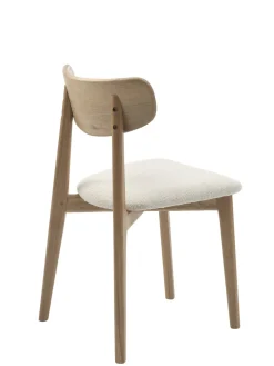 Eetkamerstoel Elim Off White Bouclé Naturel Eiken - Giga Living