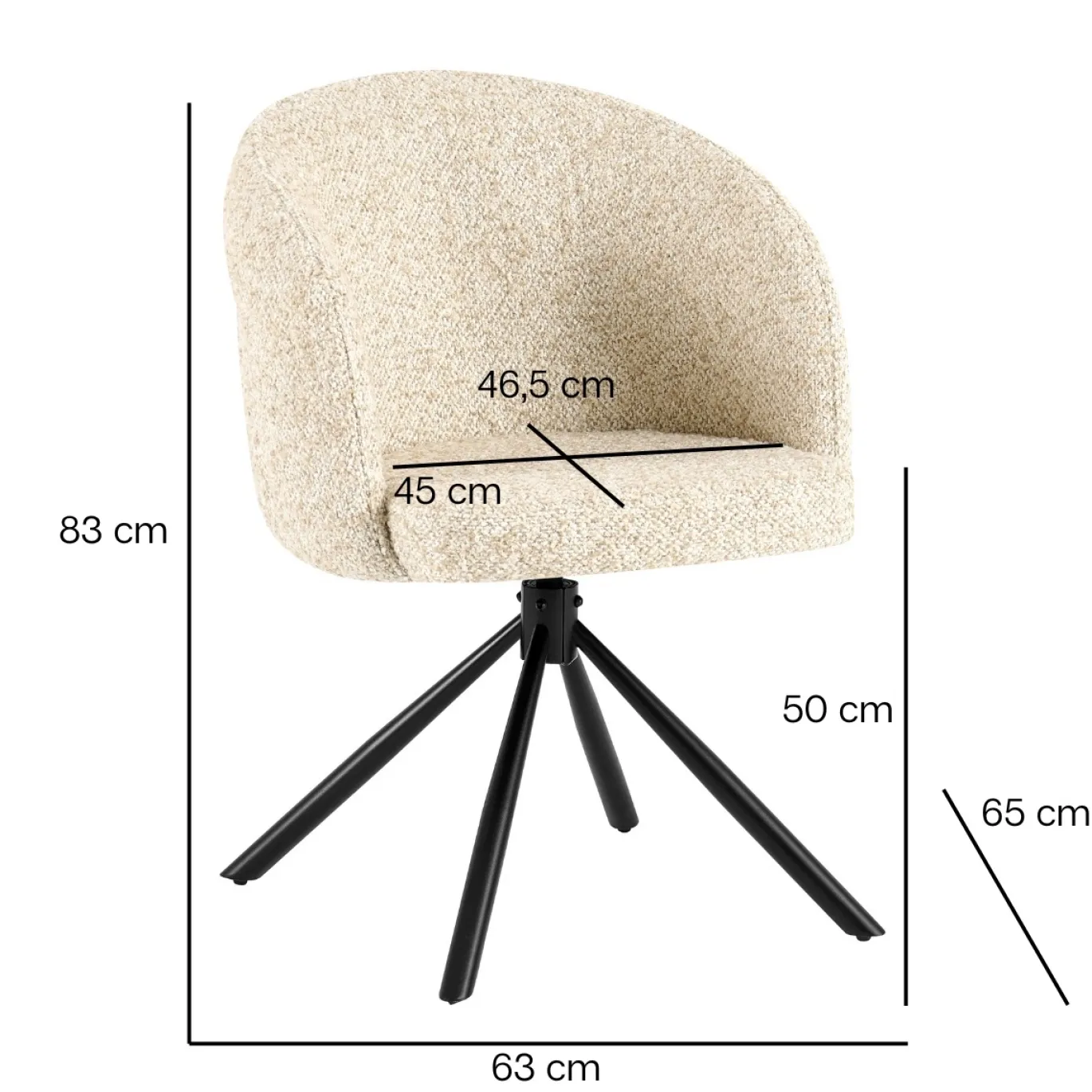 Eetkamerstoel Emilia Beige Draaibaar - Giga Meubel