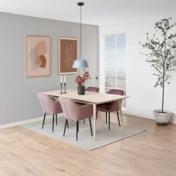 Eetkamerstoel Fiska Met Armleuning Dusty Rose/zwart - Giga Living