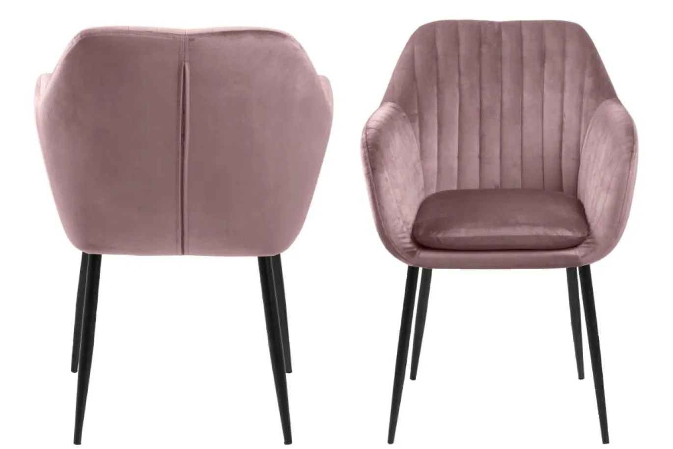 Eetkamerstoel Fiska Met Armleuning Dusty Rose/zwart - Giga Living