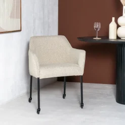 Eetkamerstoel Gianni Beige Copenhagen Met Wielen - Giga Meubel
