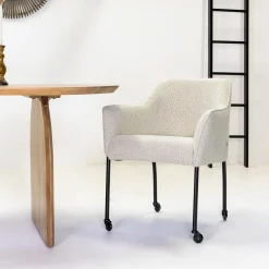 Eetkamerstoel Gianni Beige Copenhagen Met Wielen - Giga Meubel