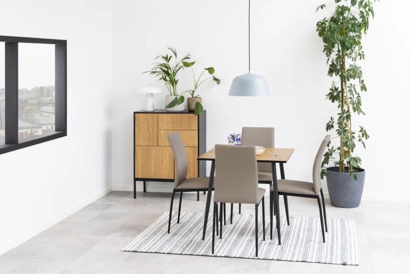 Eetkamerstoel Grondal Taupe Pu - Giga Living