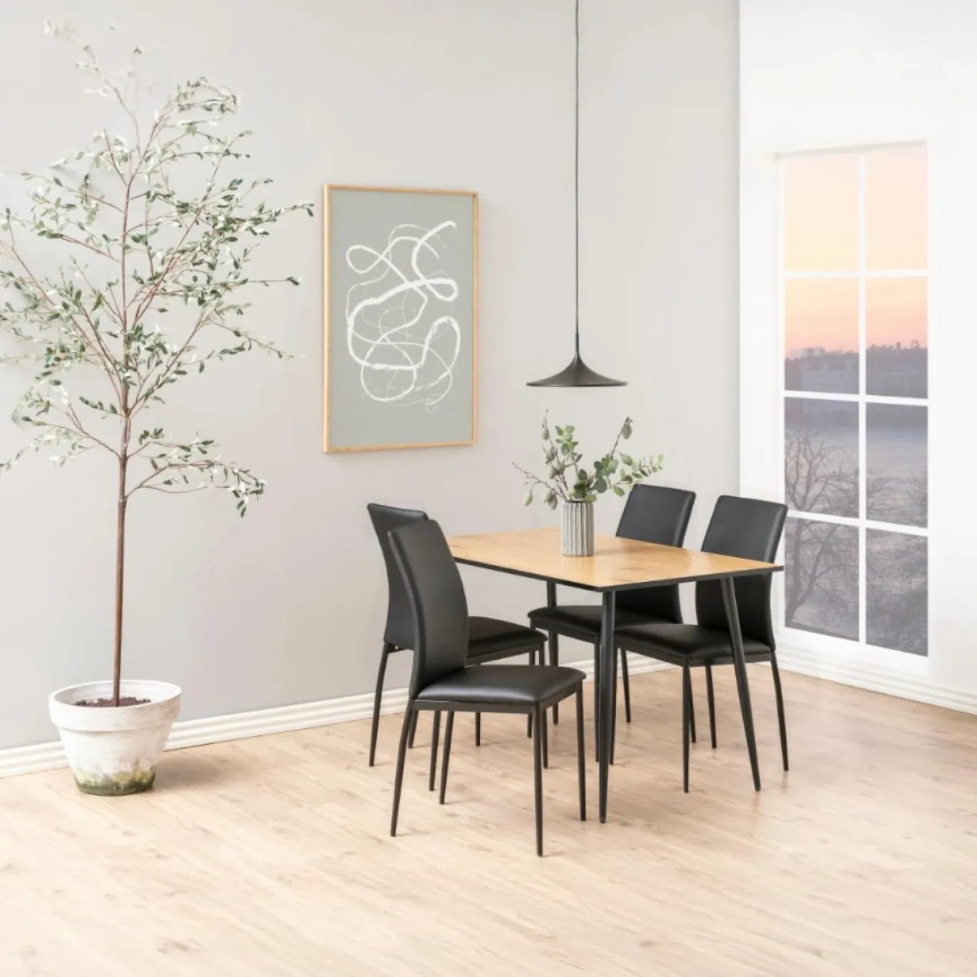 Eetkamerstoel Grondal Zwart Pu - Giga Living
