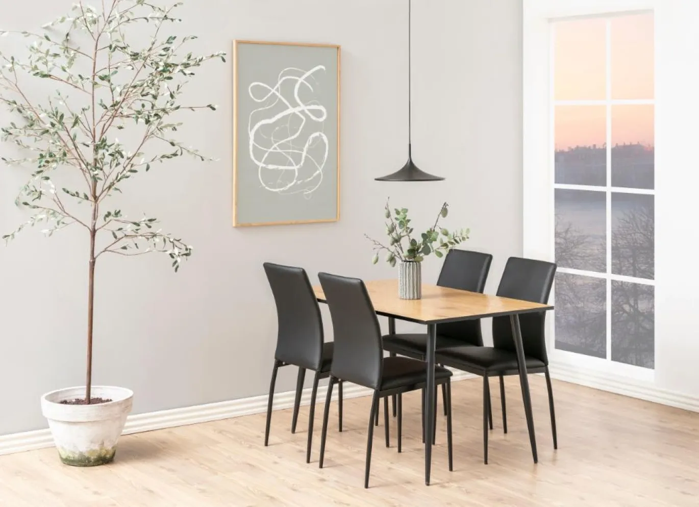 Eetkamerstoel Grondal Zwart Pu - Giga Living