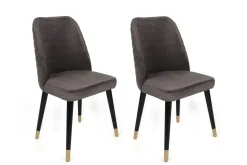 Eetkamerstoel Hugo Velvet Antraciet/Zwart Set van 2