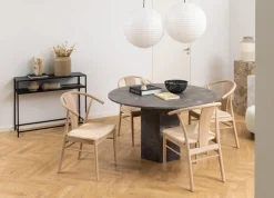 Eetkamerstoel Julen Met Armleuning Paper Plaits Off White - Giga Living