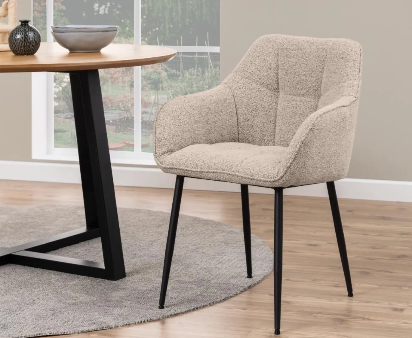 Eetkamerstoel Kelvin Met Armleuning Beige - Giga Living