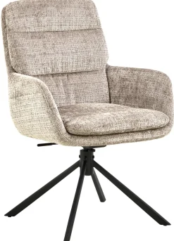 Eetkamerstoel Kieran Met Armleuning Juto Beige Set van 2 - Giga Living