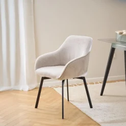 Eetkamerstoel Klaasje met Armleuning Beige - Giga Living