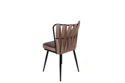 Eetkamerstoel Kusakli Velvet Lichtbruin/Zwart Set van 4