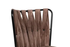 Eetkamerstoel Kusakli Velvet Lichtbruin/Zwart Set van 4