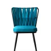 Eetkamerstoel Kusakli Velvet Blauw Set van 2