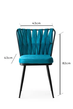 Eetkamerstoel Kusakli Velvet Blauw Set van 2