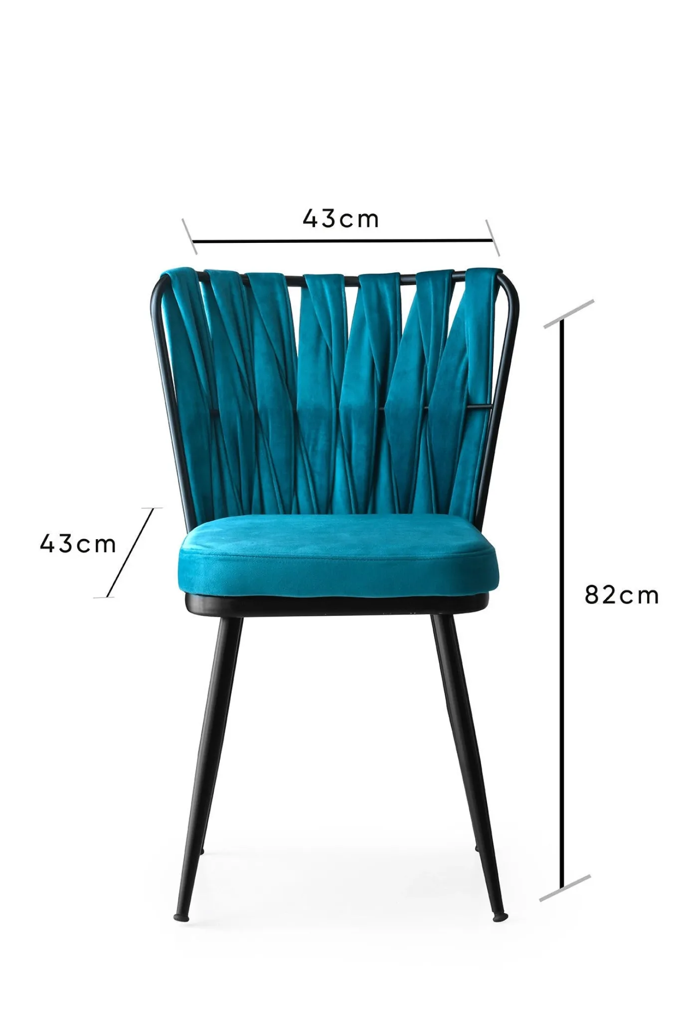 Eetkamerstoel Kusakli Velvet Blauw Set van 2