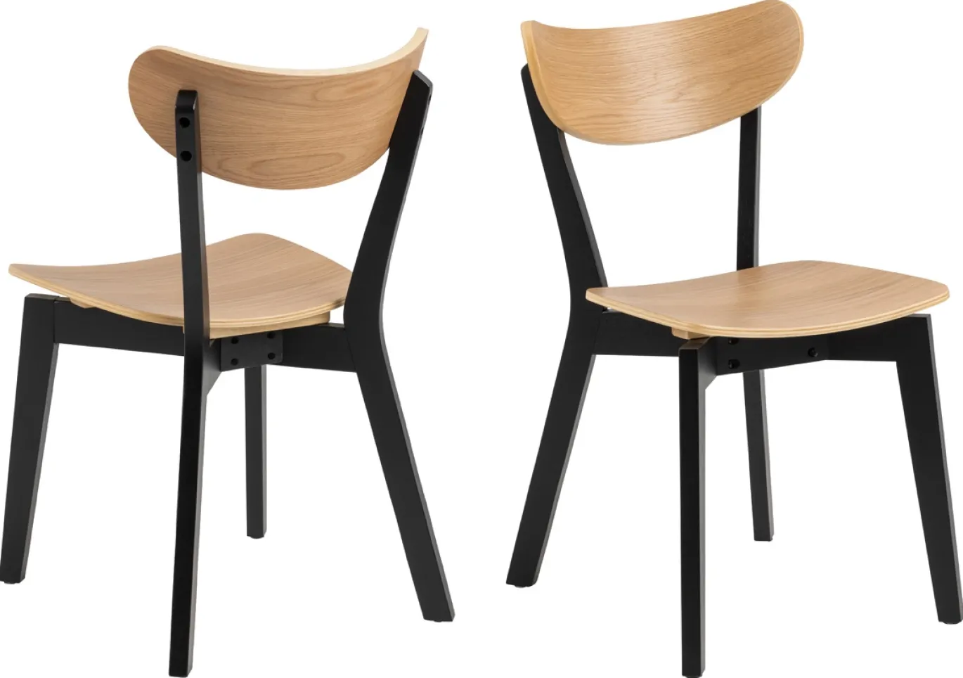 Eetkamerstoel Levi Eiken Fineer Naturel/Zwart - Giga Living