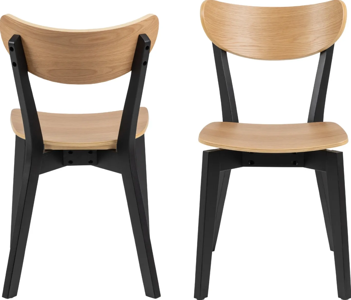 Eetkamerstoel Levi Eiken Fineer Naturel/Zwart - Giga Living