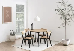 Eetkamerstoel Levi Eiken Fineer Naturel/Zwart - Giga Living