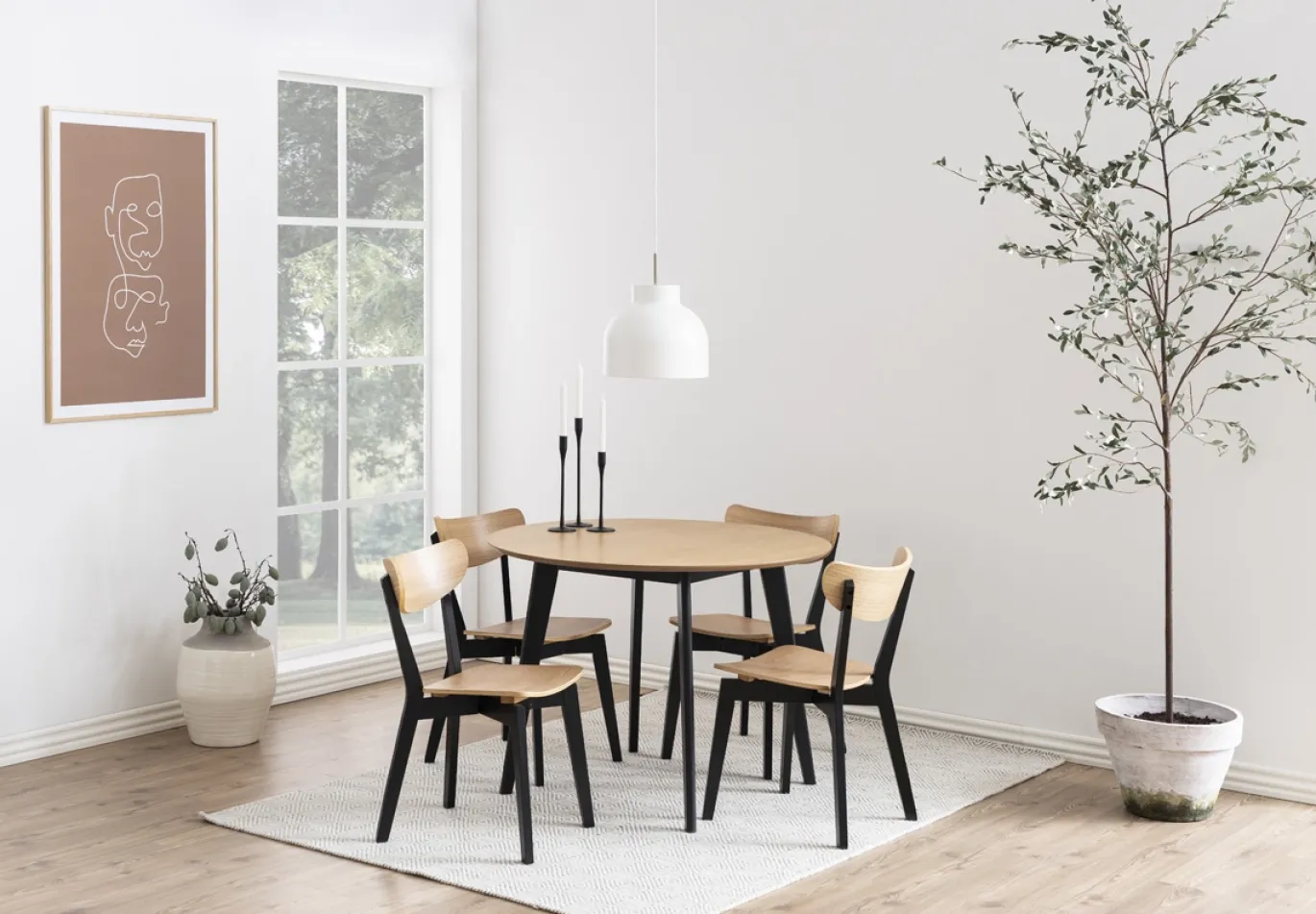 Eetkamerstoel Levi Eiken Fineer Naturel/Zwart - Giga Living