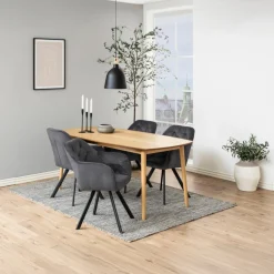 Eetkamerstoel Lida Met Armleuning Donkergrijs - Giga Living