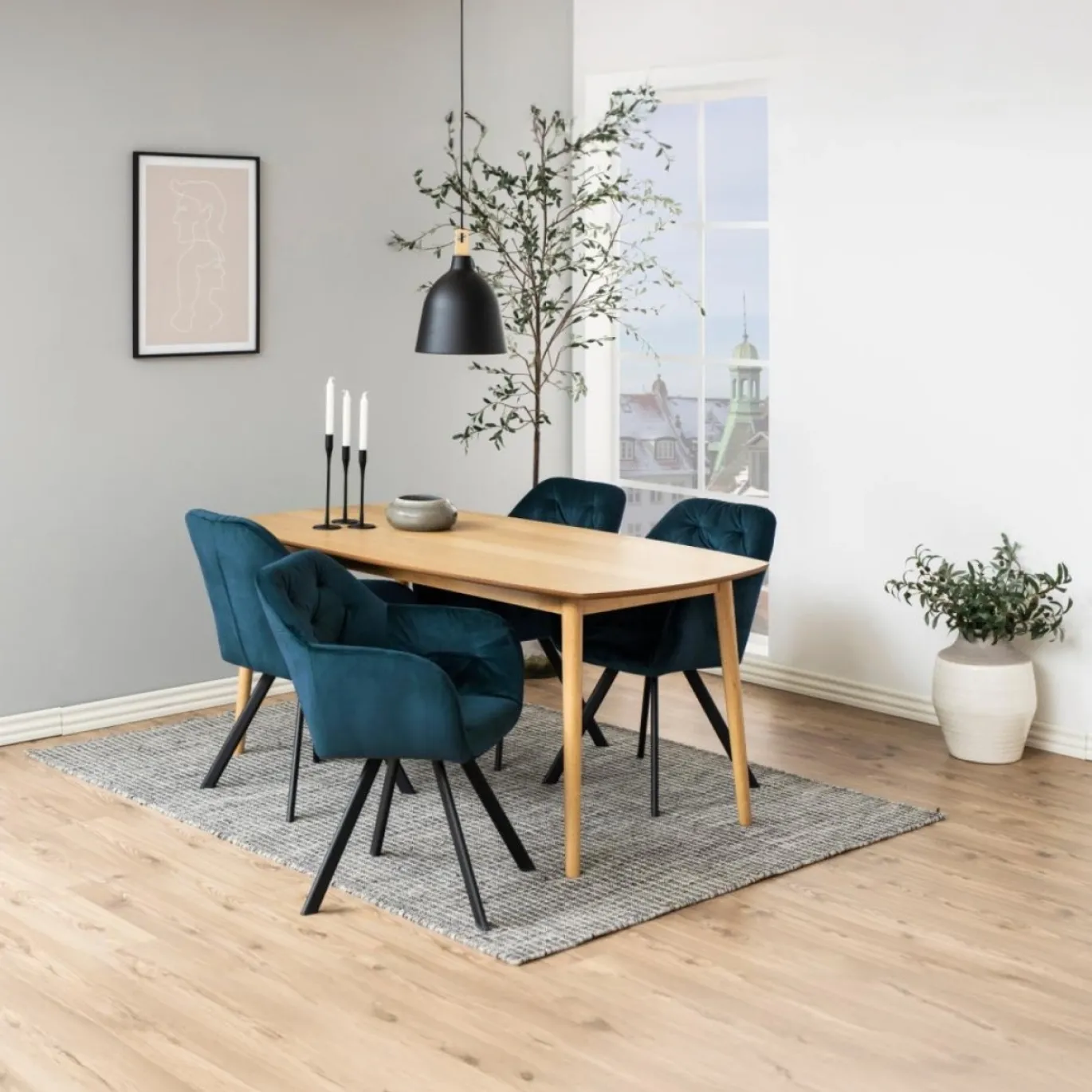 Eetkamerstoel Lida Met Armleuning Navy Blauw - Giga Living