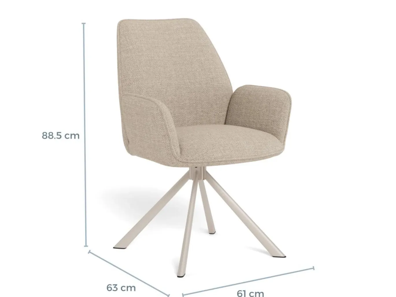Eetkamerstoel Lorin Met Armleuning Basel Beige Set van 2 - Giga Living