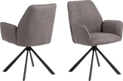 Eetkamerstoel Lugo Met Armleuning Grijs-bruin Basel - Giga Living
