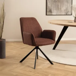 Eetkamerstoel Lugo Met Armleuning Terracotta Basel - Giga Living