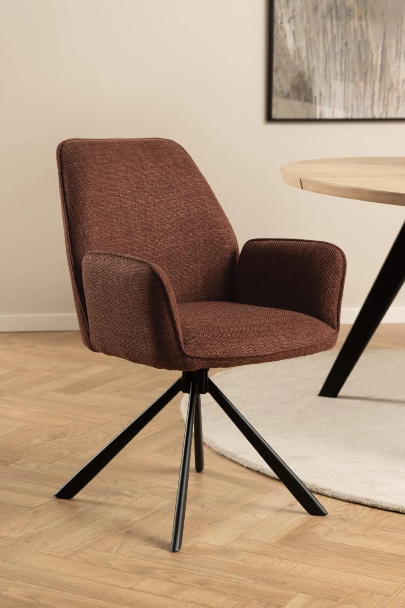 Eetkamerstoel Lugo Met Armleuning Terracotta Basel - Giga Living