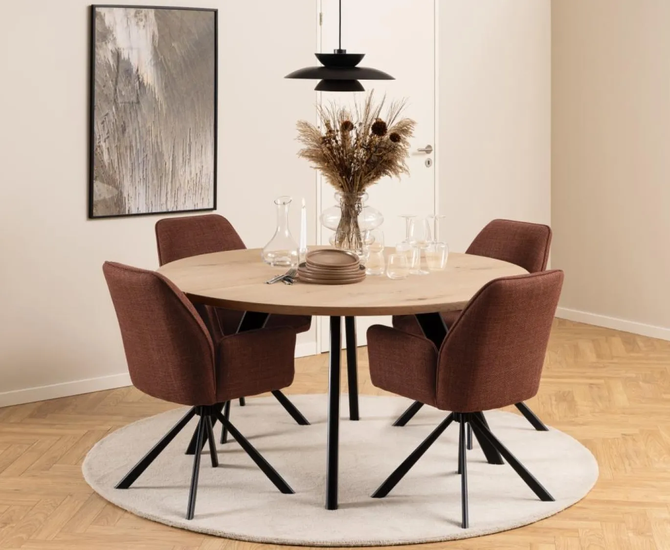 Eetkamerstoel Lugo Met Armleuning Terracotta Basel - Giga Living