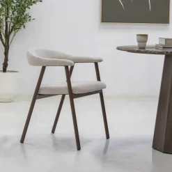 Eetkamerstoel Mila Beige/Walnoot - Giga Meubel