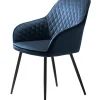 Eetkamerstoel Milton Met Armleuning Blauw Velvet - Giga Living