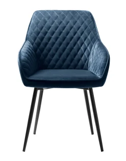 Eetkamerstoel Milton Met Armleuning Blauw Velvet - Giga Living