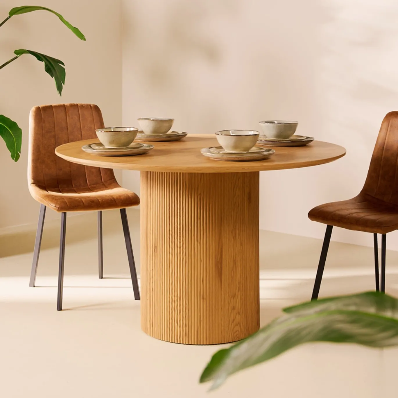 Eetkamerstoel Minsk Microleder Cognac - Giga Meubel