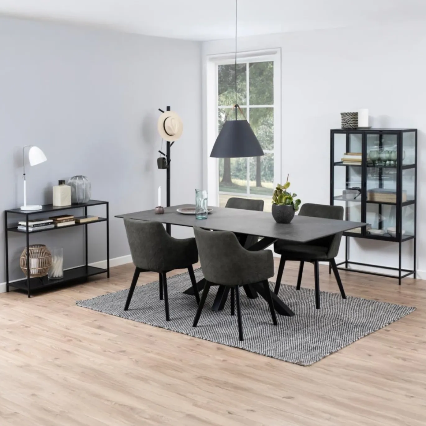 Eetkamerstoel Mollen Met Armleuning Antraciet Preston - Giga Living