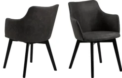 Eetkamerstoel Mollen Met Armleuning Antraciet Preston - Giga Living