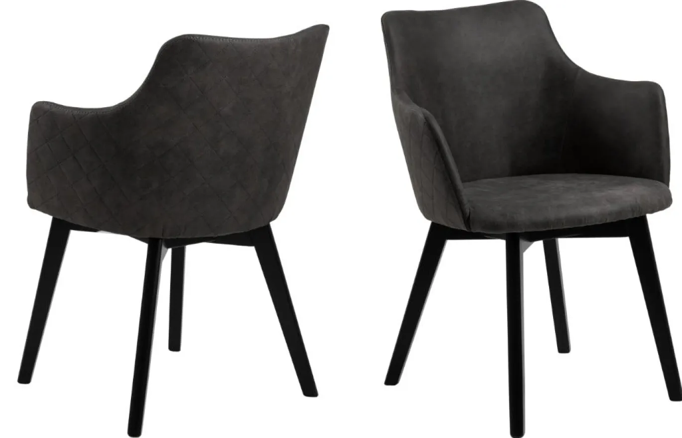 Eetkamerstoel Mollen Met Armleuning Antraciet Preston - Giga Living