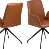 Eetkamerstoel Naga Met Armleuning leather look Bruin - Giga Living