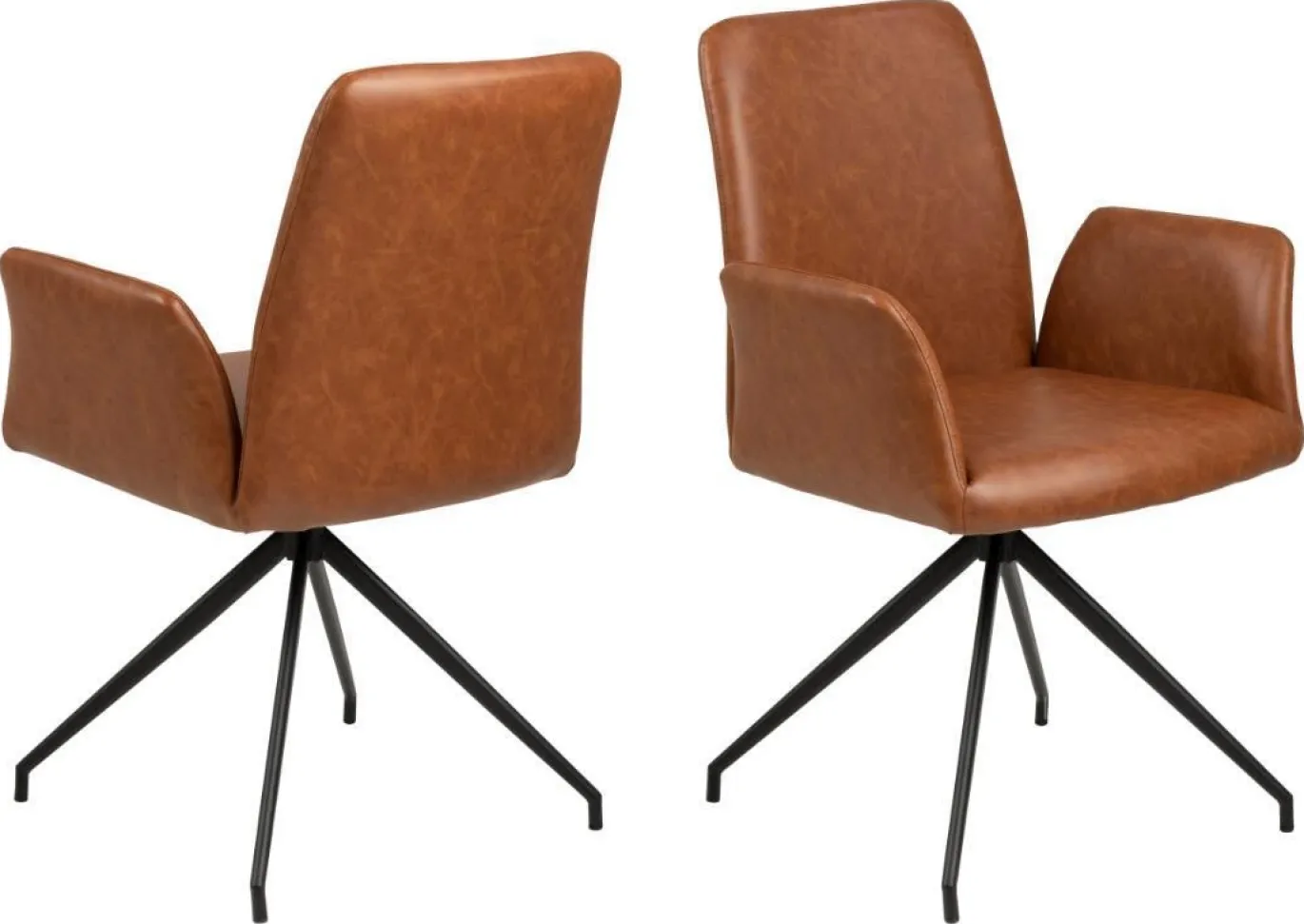 Eetkamerstoel Naga Met Armleuning leather look Bruin - Giga Living