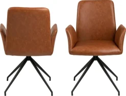 Eetkamerstoel Naga Met Armleuning leather look Bruin - Giga Living