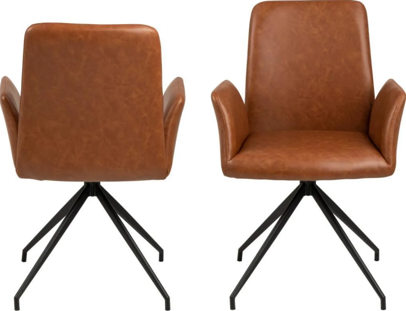 Eetkamerstoel Naga Met Armleuning leather look Bruin - Giga Living