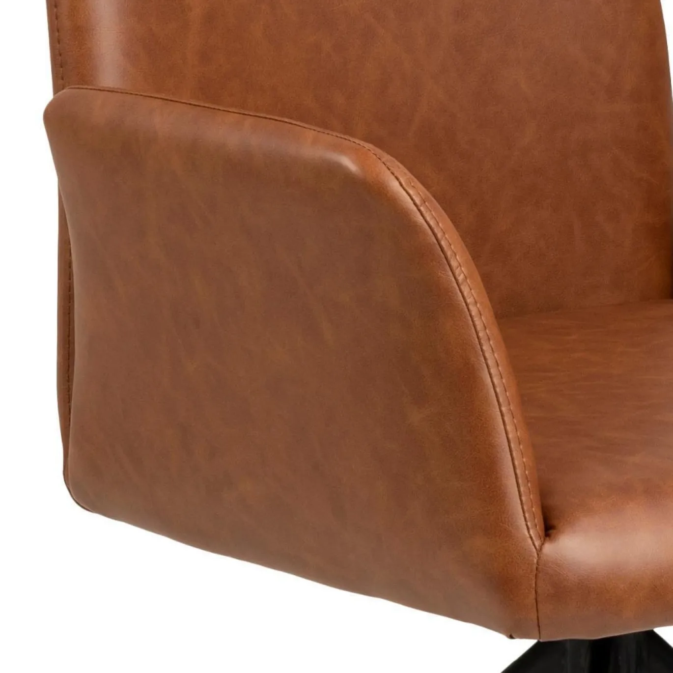 Eetkamerstoel Naga Met Armleuning leather look Bruin - Giga Living