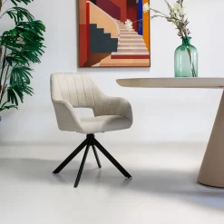 Eetkamerstoel Nola Beige Draaibaar - Giga Meubel