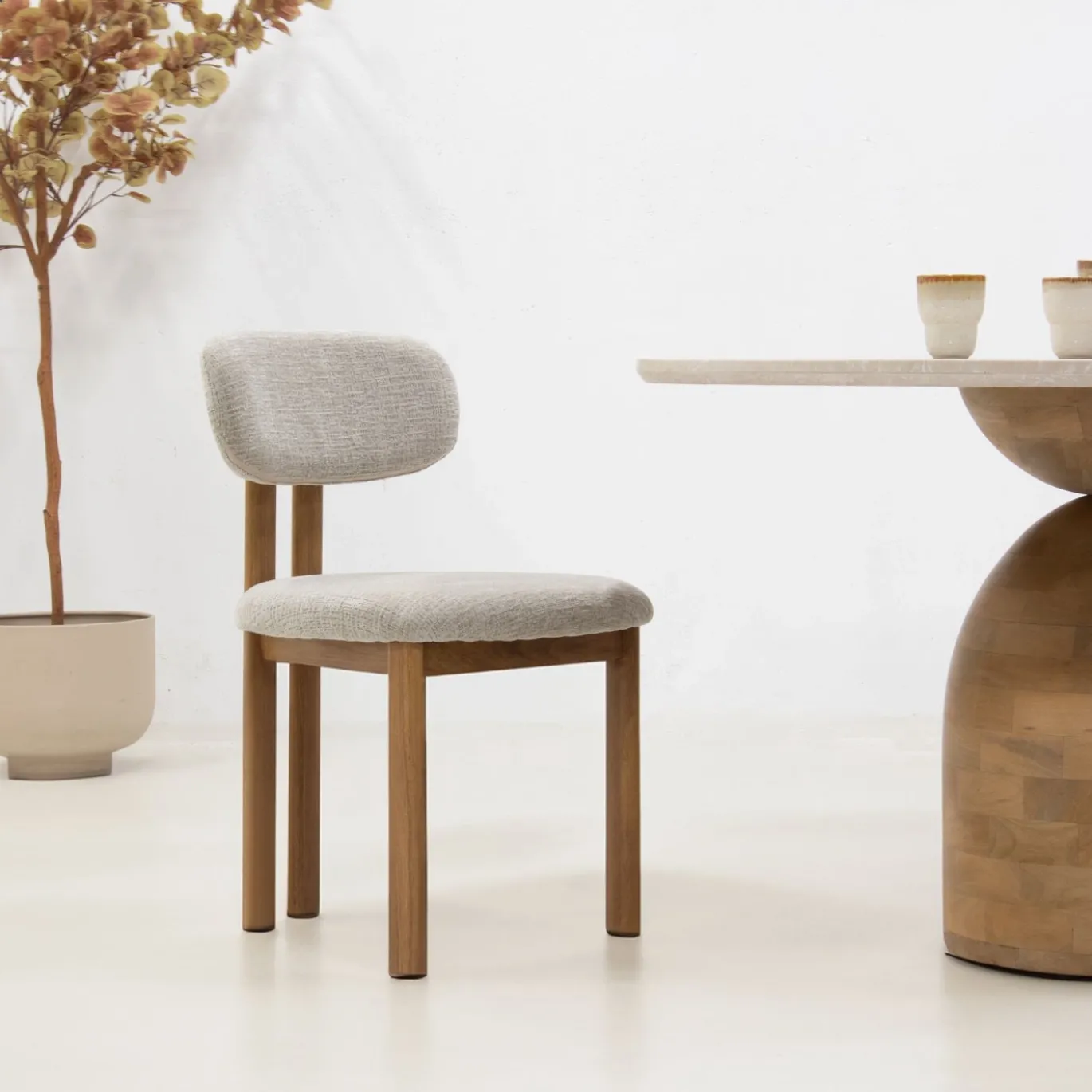 Eetkamerstoel Noor Beige/Naturel - Giga Meubel