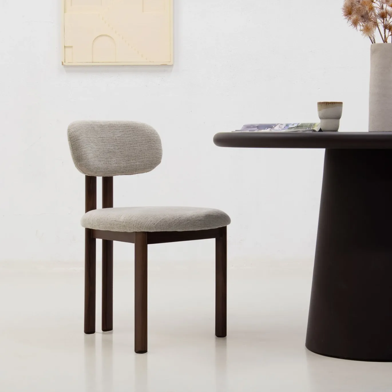 Eetkamerstoel Noor Beige/Walnoot - Giga Meubel