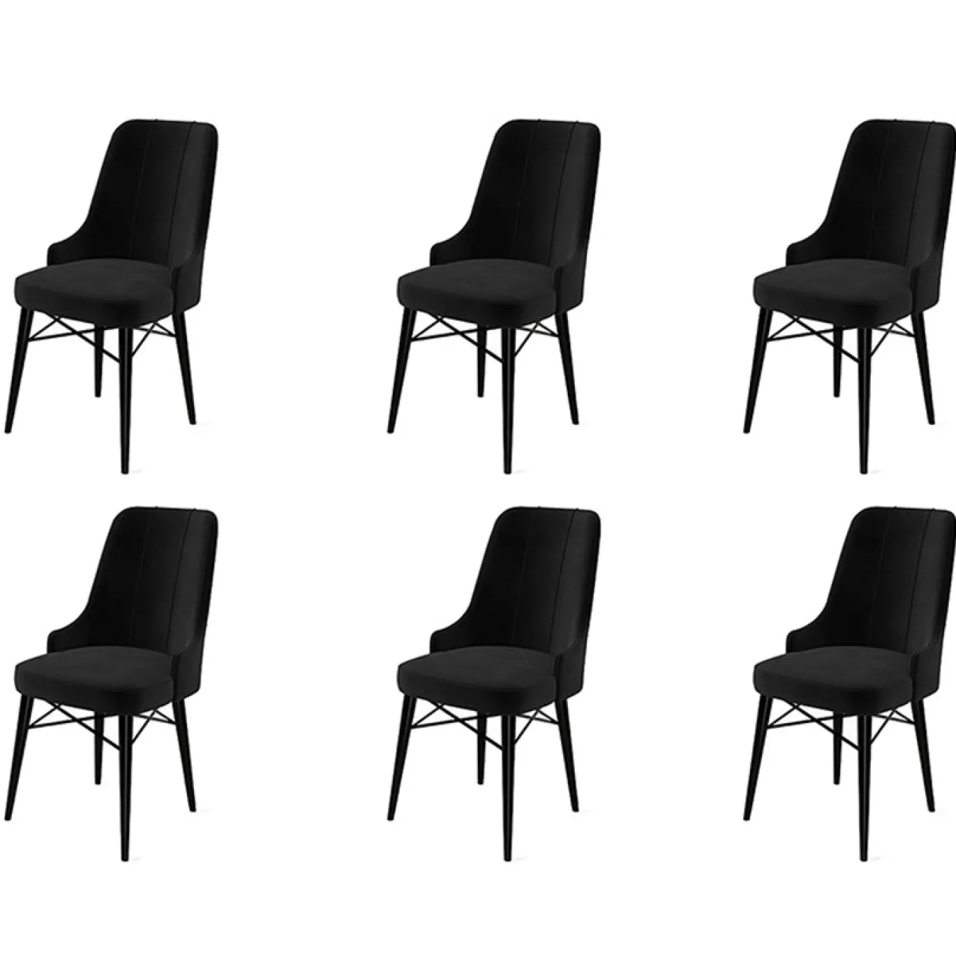 Eetkamerstoel Pare Zwart Set van 6