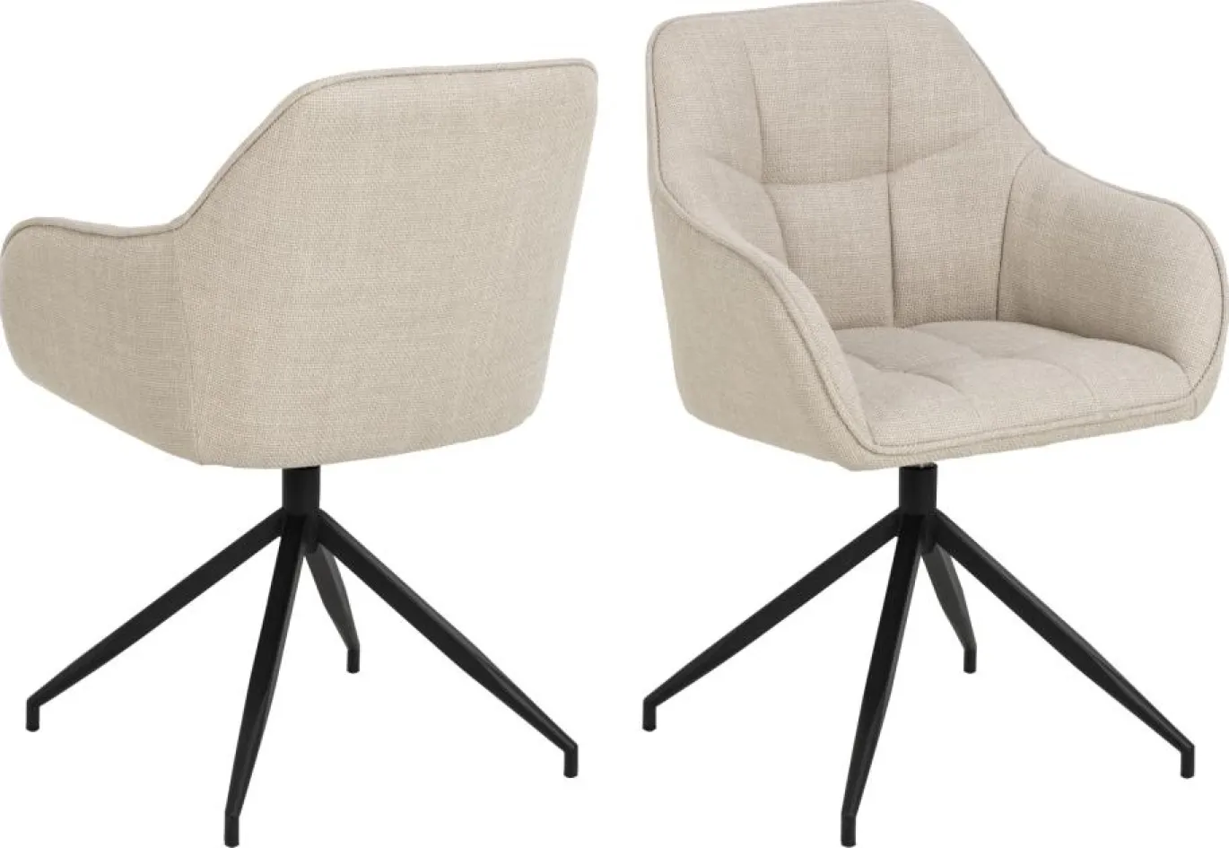 Eetkamerstoel Parma Basel Met Armleuning Beige - Giga Living