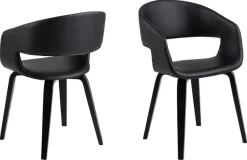 Eetkamerstoel Sanda Met Armleuning Zwart Pu - Giga Living