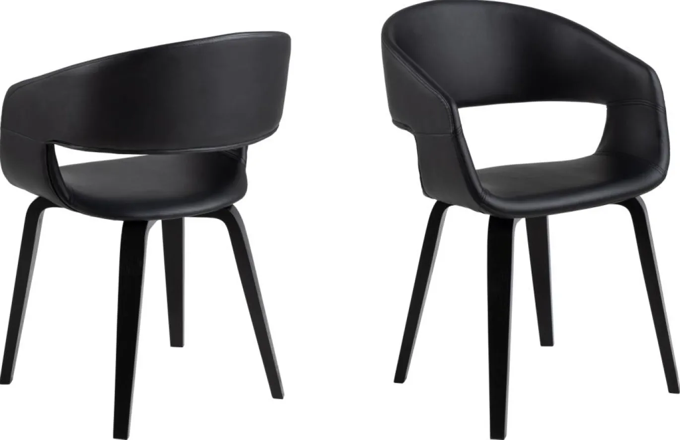 Eetkamerstoel Sanda Met Armleuning Zwart Pu - Giga Living